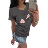 Women's Casual High Heels Floral Print Casual Short-sleeved T-shirt Pullover Round Neck Short-sleeved Top