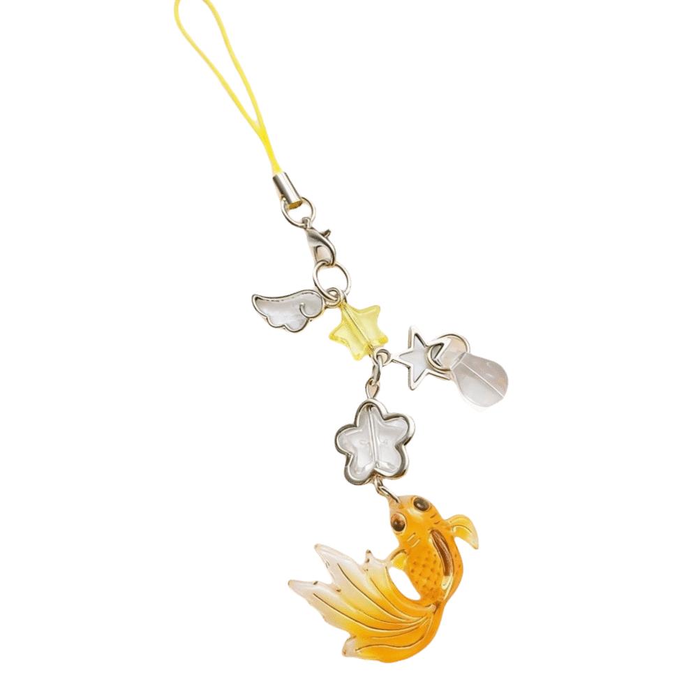 

Simulation Fish Mobile Phone Chain Plastic Beaded Keyring Lucky Koi Phone Pendant Car Key Jewelry жёлтый