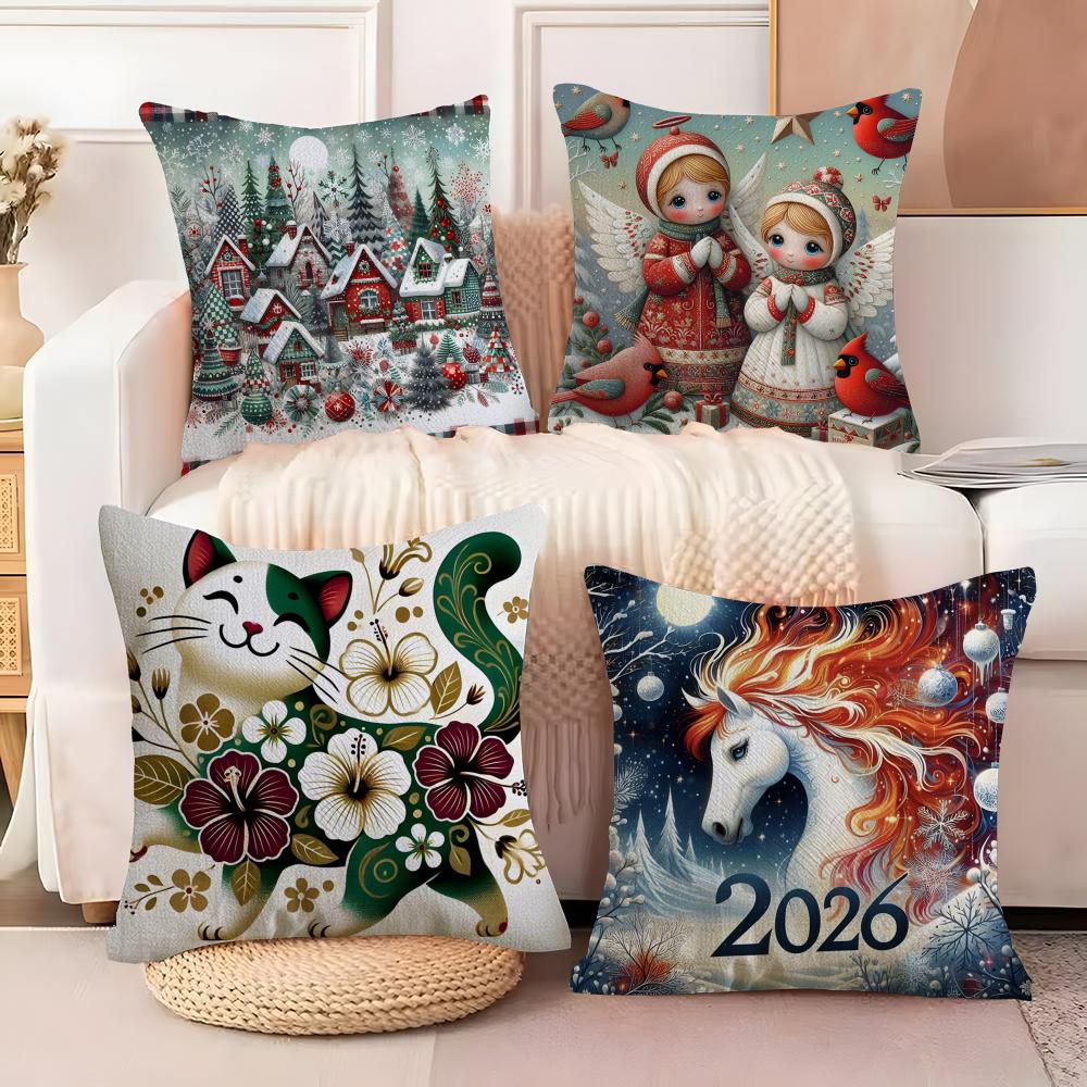 fashing cartoon prints for kids Pillow Case Natural Linen Double-Sided Printing Sofa Home Decor Cushion Cover