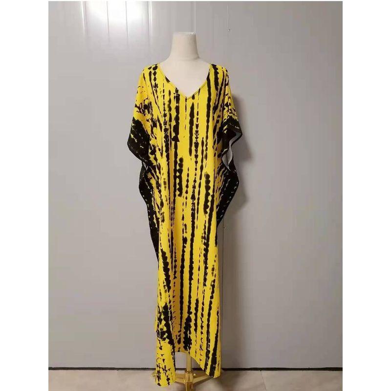 

Пляжная туника Модная пляжная накидка Быстросохнущая Смешанное крашение Свободная Большого размера Отпускной халат Рубашка для защиты от солнца Пляжное платье Yellow and Black 71 One size