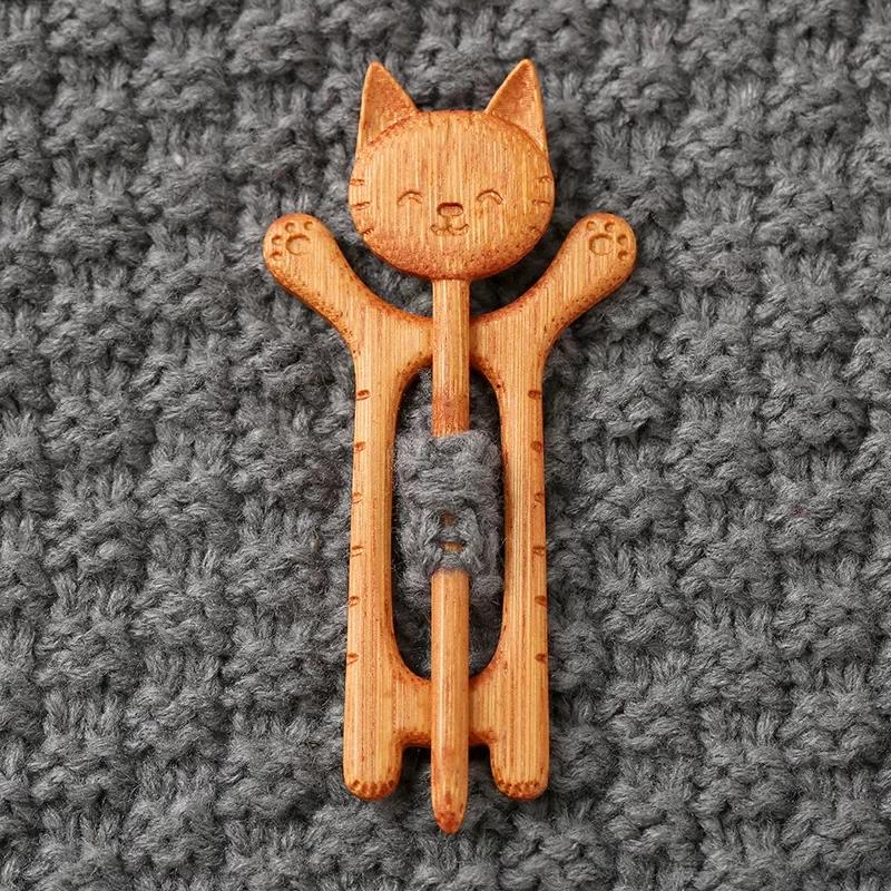 Brooch Pin With Wooden Animal Pattern Diy Craft Badge Cartoon Pin Funny Cute Shawl Pin Scarf Buckle Clasp Pins Jewelry Gift