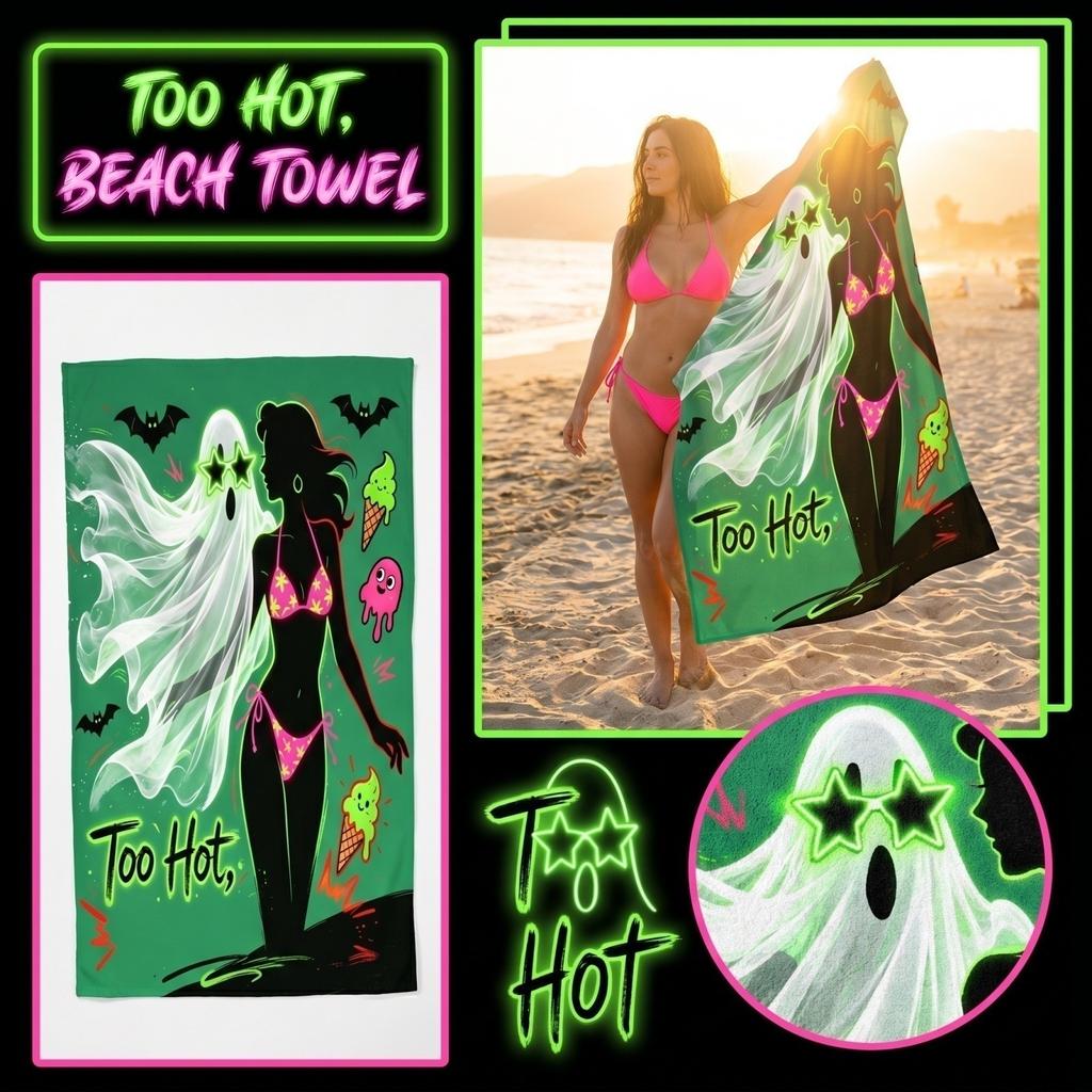 Summer Halloween Themed Printed Beach Towel for Pool Party and Outdoor Use