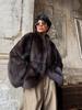 Women's Medium To Long Faux Fur Jacket Women's Collar Warm Fur Coat Brown 2025 New Collection