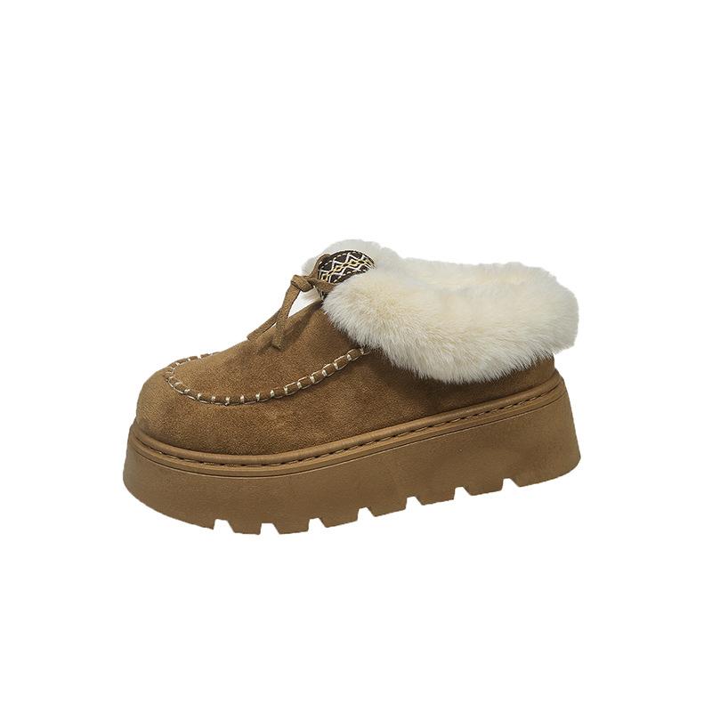 Large Size Mao Mao Shoes Women's Autumn New Snow Boots 2025 Winter Warm Round Head Thick Sole One Pedal Lazy Cotton Shoes