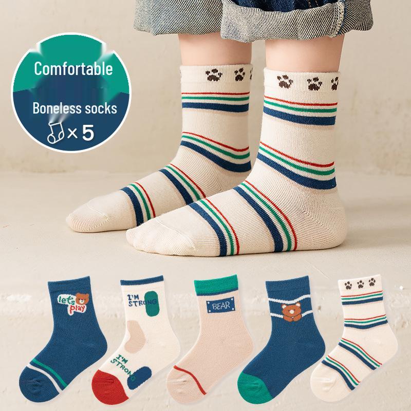 Kids' Mid-Calf Cotton Socks - For Boys & Girls Ages 6-12, Spring & Autumn