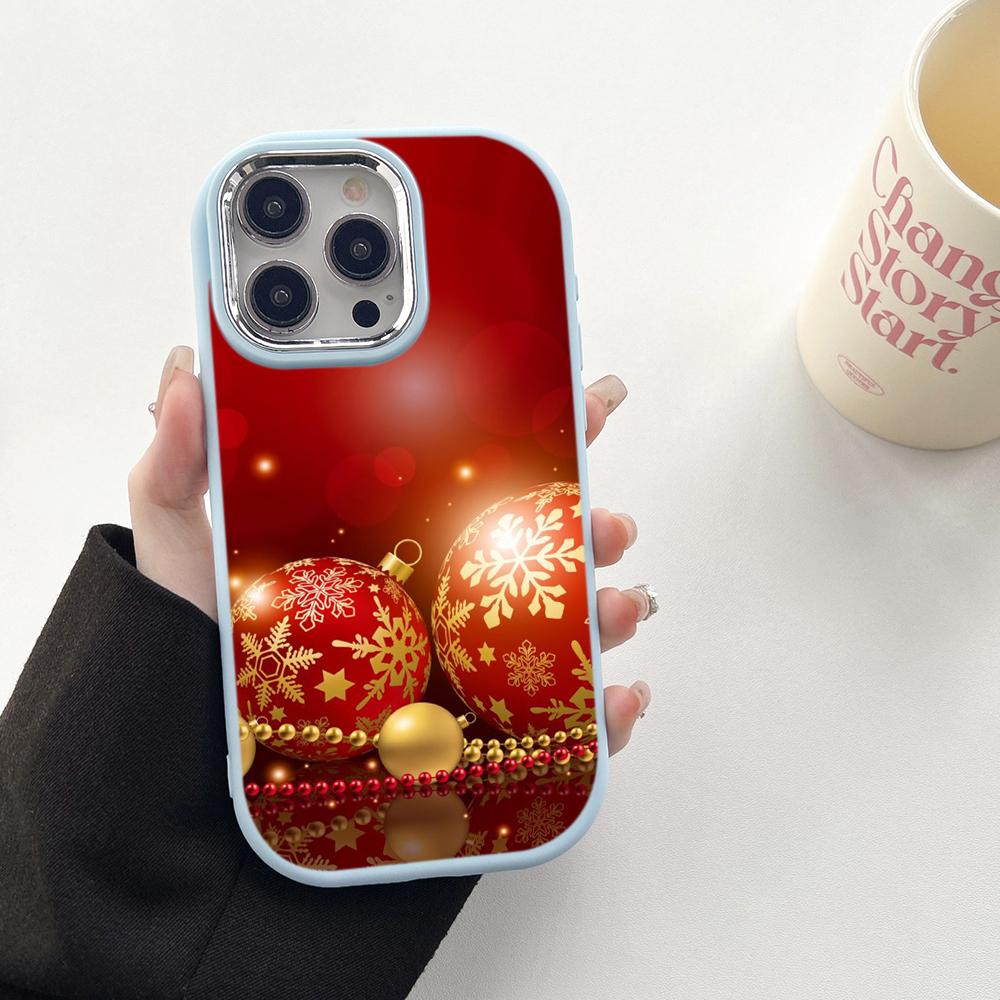 N111 Merry Christmas art Happy New Year Soft Phone Cases for Samsung S24 S23 A15 A12 A35 A54 Infinix Hot 40i Plating Frame Camera Protector Back Cover