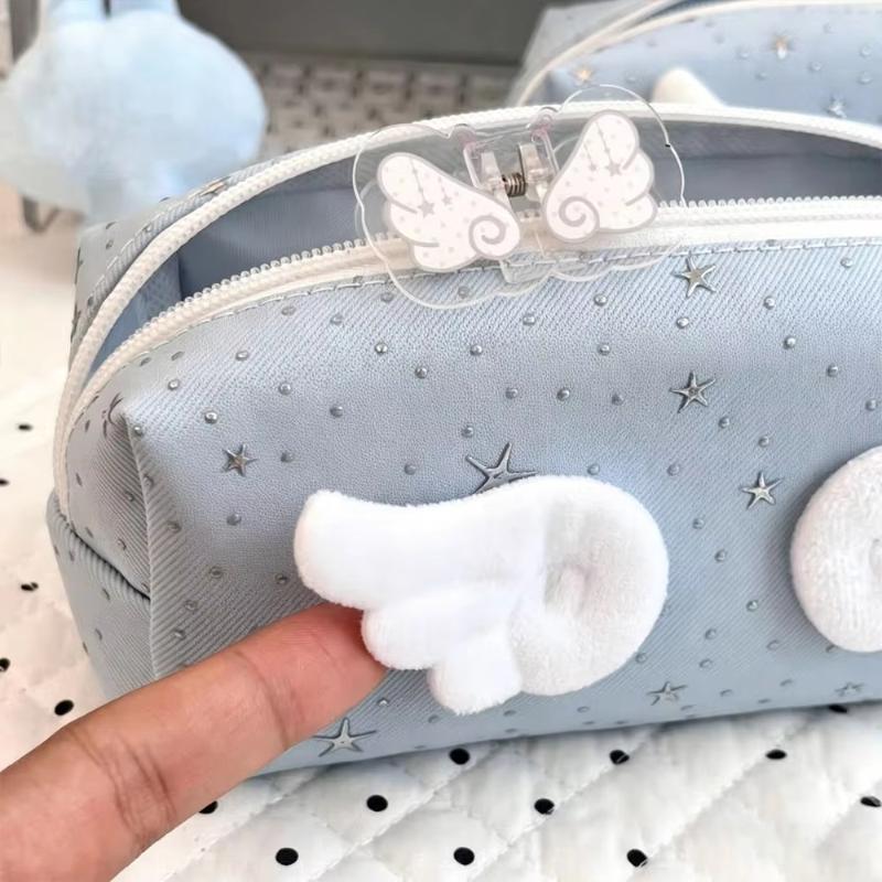 1Pcs Large Capacity Portable Pen Bag Pencil Pouch New Angle Wings Pencil Case School Supplies Student Stationery Storage Bag
