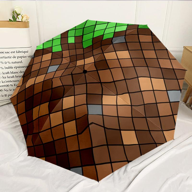 Pixelated Minecraft Character 8-Frame for Travel, camping, Casual Lightweight Portable Umbrella, Essential for every family Holidays Birthday Gift