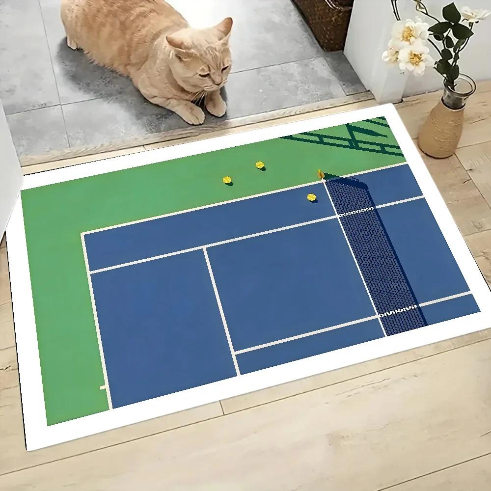 Tennis Court Printed Door Mat for House Entrance Bedroom Bathroom Anti-slip Floor Mat Sports Style Polyester Carpets Home Decor