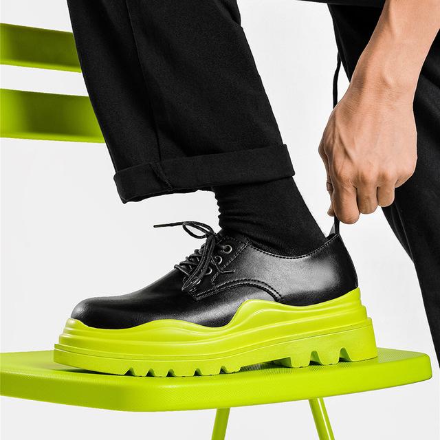 

Увеличенные мужские туфли Martin, модные дышащие толстые подошвы, мужские повседневные кожаные туфли, кроссовки на платформе, мужские оксфордские туфли, кроссовки 39 жёлтый