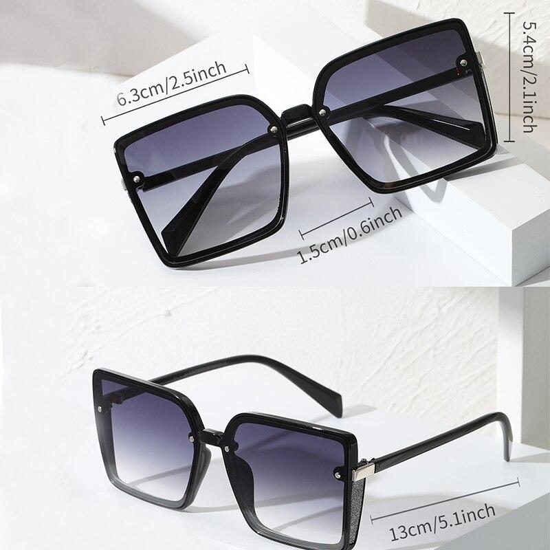 Fashion Oversized Square Rimless Sunglasses Women Brand Designer Flat Top Big Sun Glasses Female One Piece Travel Gafa De Sol