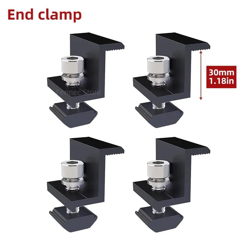 

30mm/35mm Solar Modules Fixing PV Bracket End Clamp Middle Clamp 4/10/20pcs Mounting Rail PV Solar Panel Mount Accessories TypeA-4PCS-30MM
