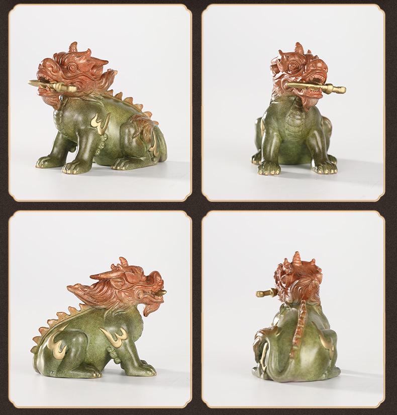 Brass Dragon's Nine Sons Ornament: Handcrafted Living Room and Office Decor, Perfect Housewarming Gift for Attracting Wealth