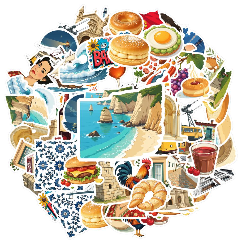 35-100pcs Portugal Landmark Stickers Travel landmarks Cultural Scrapbook Stationery Sticker For Luggage Suitcase Graffiti Decals