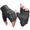 Motorradhandschuhe Perforiert Echtes Leder Motorradhandschuhe Halbfinger für Herren Damen Fingerlos Sommerhandschuhe Schwarz