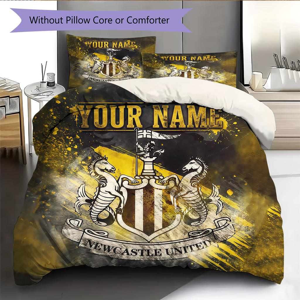 Custom Name Newcastle United Pattern Bedding Quilt Set  Home Decoration  Gift (1 * duvet cover + 2 * pillowcase  without core)
