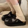 Módní zimní dámské pantofle Platformové dřeváky Venkovní teplé plyšové nazouváky Design spony Pantofle Pohodlné kožešinové Ležérní domácí obuv 35-40