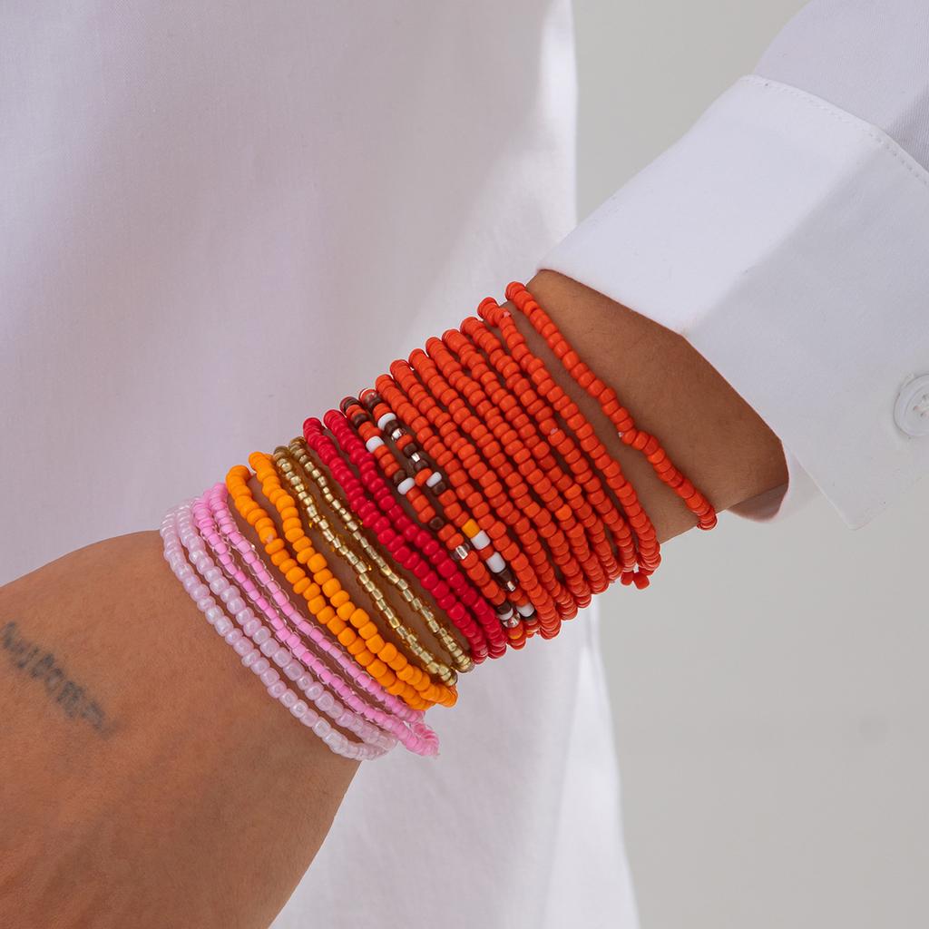 Bohemian Rice Beaded Bracelet Set, Stylish Dopamine Stacked Bracelet