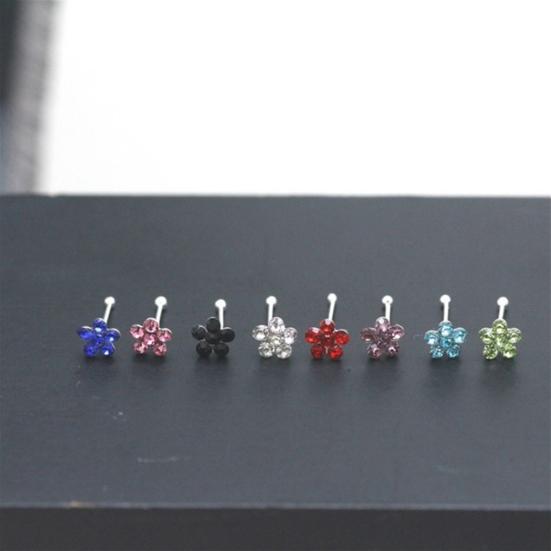 20 Teile/schachtel Frauen Blume Strass Versilbert Nase Stud Body Piercing Schmuck