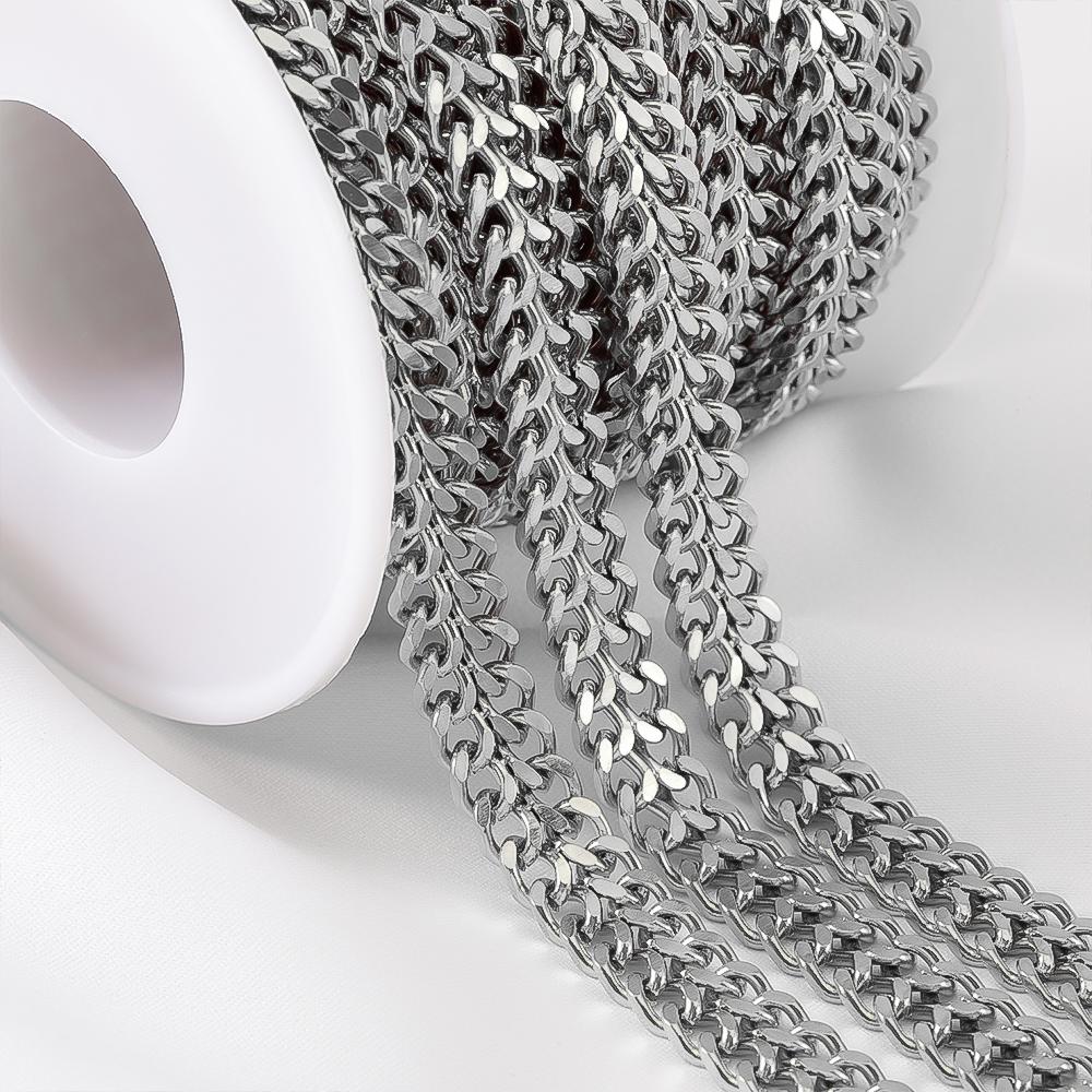 No Fade 1M Stainless Steel Cuban Keel Figaro Chain for Needlework DIY Chunky Necklace Bracelet Jewelry Making Materials Supplies
