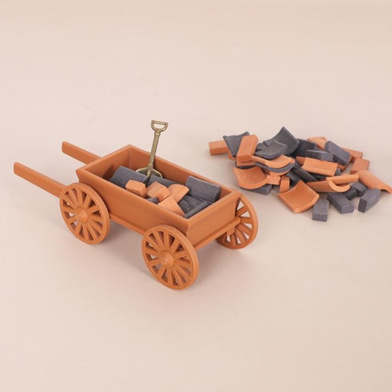 Mini Plastic Farm Wagon Toy For Dollhouses Accessories And Outdoor Garden Decors With 2 Color Option