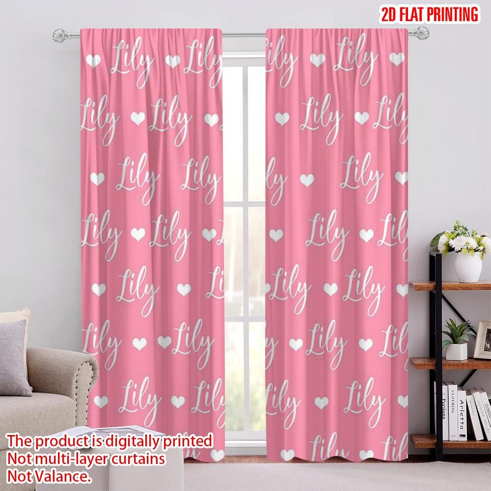 

2pcs,2D plane printing Curtains&Window Treatment PinkLilyPattern 100% Polyester (without rod) Outdoor Decorations Use for 52.50 × 116.00 cm 2 pcs