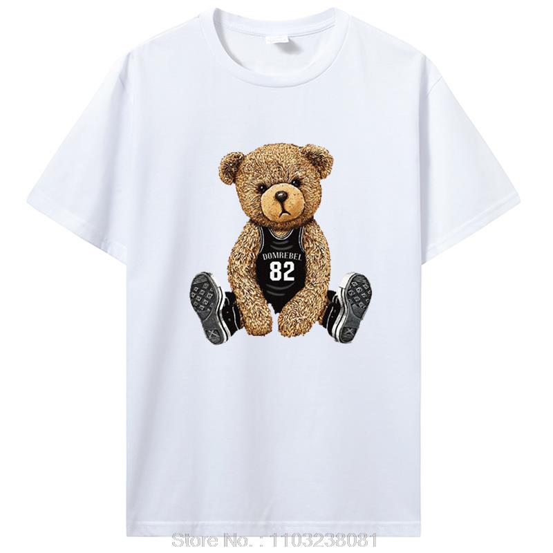 Knight Box Teddy Bear Pattern T Shirt Women Summer Cotton Casual Tshirt Unisex Tops Tees Cartoon Unisex TShirt Streetwear