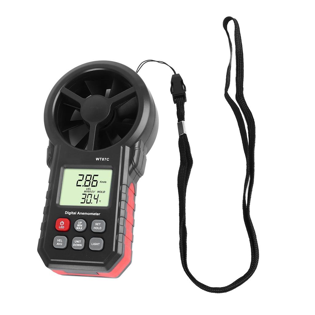 Digital Anemometer LCD Backlit Display Maximum Minimum Average Wind Speed and Temperature Tester