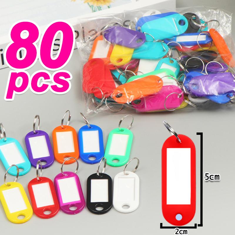 10-100pcs/lot Tough Plastic Key Tags with Split Ring Label Window for DIY Key Chain Kit Numbered Name Baggage Luggage Tags