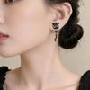 Sweet Black Cat Drop Earrings Alloy Light Luxury Earrings Black Kitten Earrings  For Girl Women