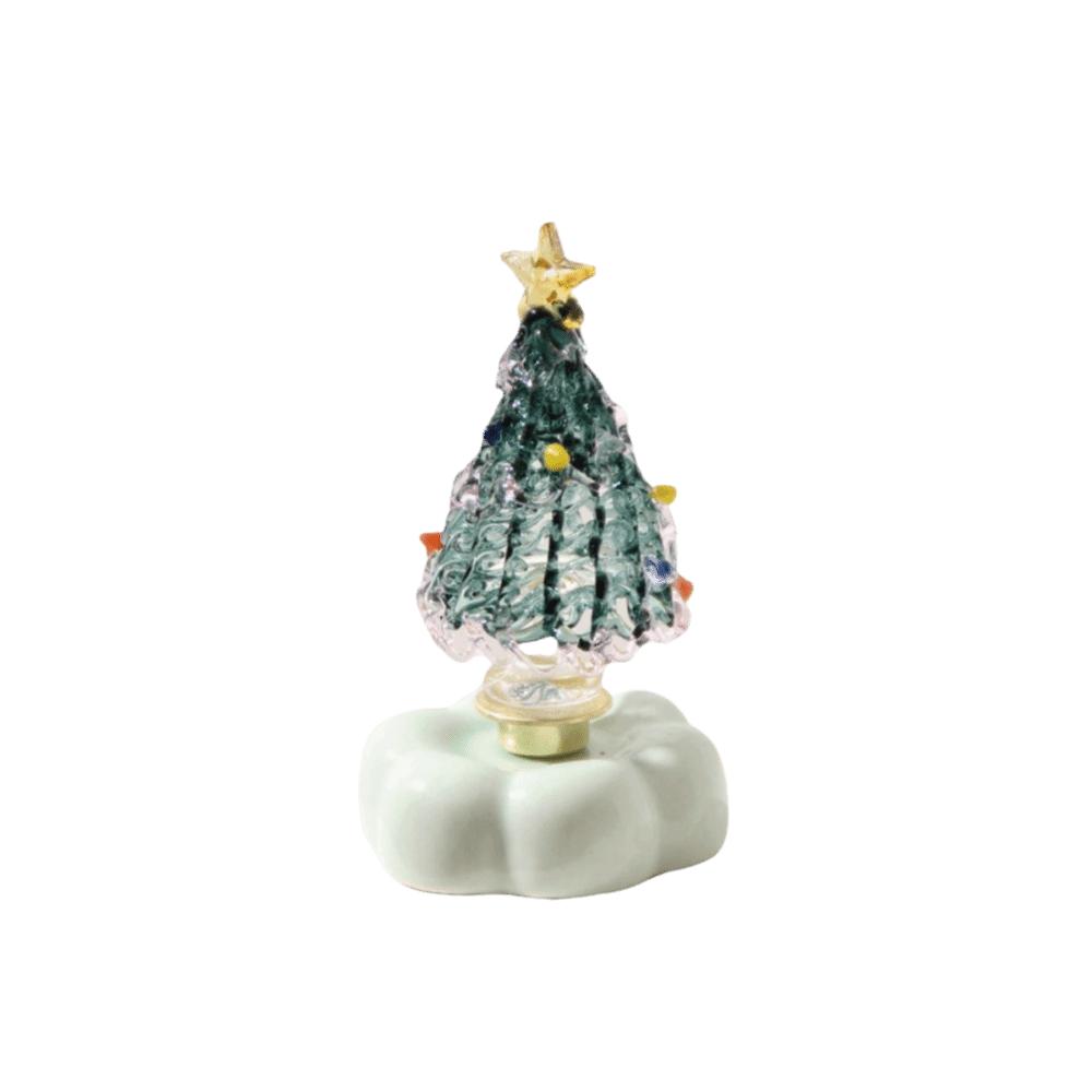 Miniature Christmas Tree Ornament Handcrafted Glass Sculpture  Living Room Decoration