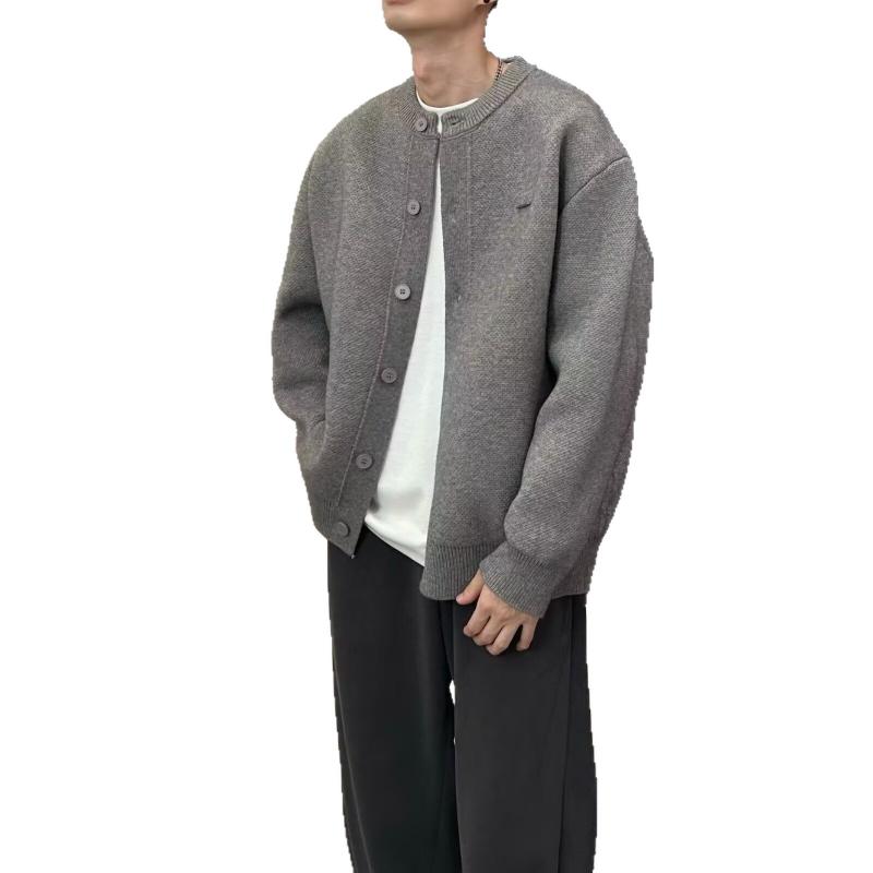 Korean Style Deer Fleece Cardigan Autumn New Arrival Lazy Style Simple High Grade Loose Sweater Coat For Men