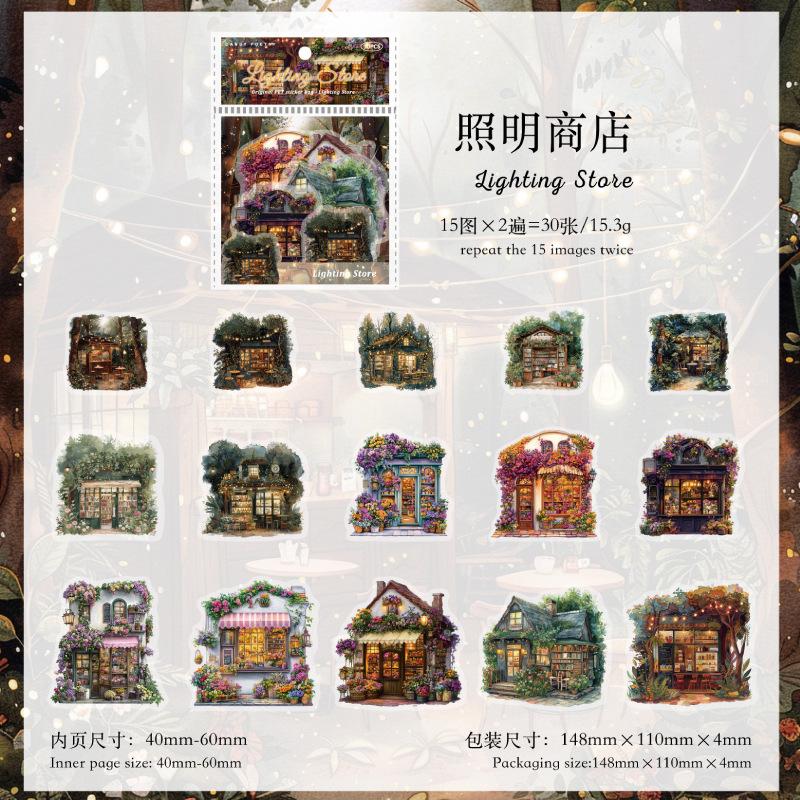 

30pcs/1lot Kawaii Scrapbook Stickers Forest Lodge Nature Series Junk Journal Gold Planner Stationery Sticker Planner Decorative