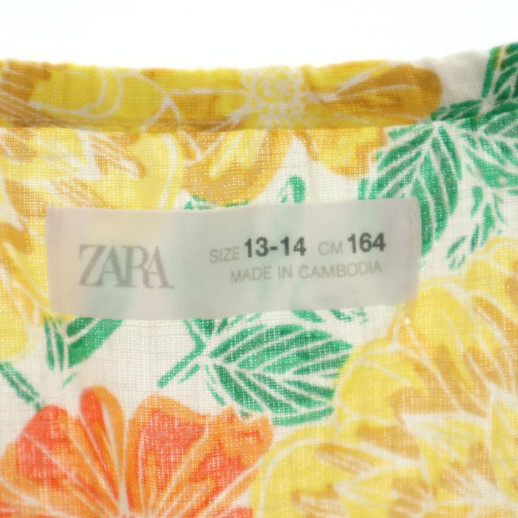Zara Linen Blend Floral Cami One Piece 13-14 Orange Series Kid's Used