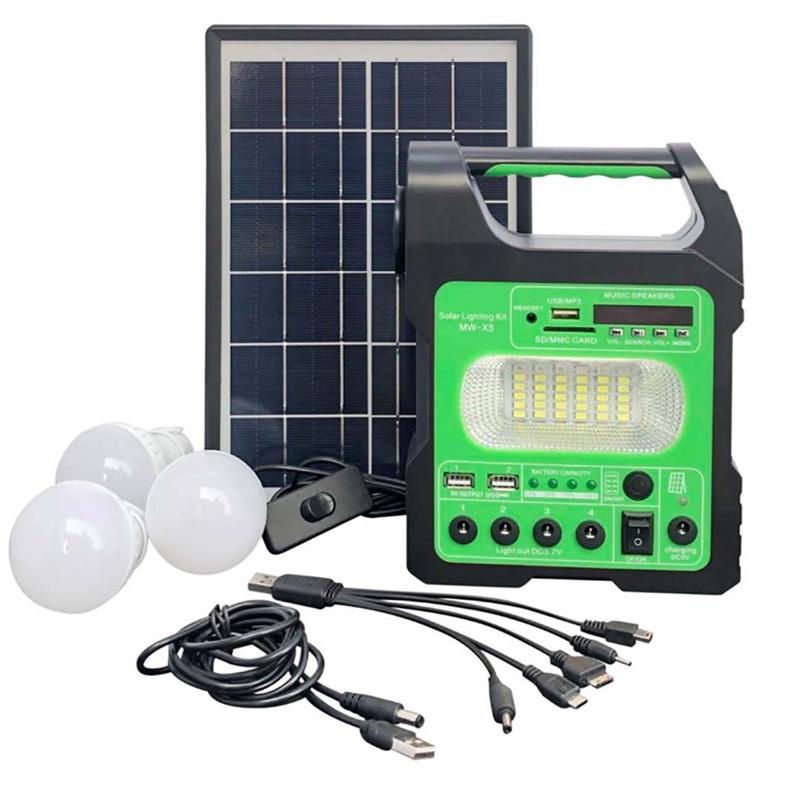 Portable Solar Power Energy System Outdoor Power Mini Solar Panel with 3 Bulbs Lighting System Camping Emergency Power Supply
