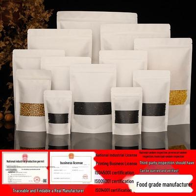 White Kraft Self-Seal Window Bags for Tea and Food Packaging