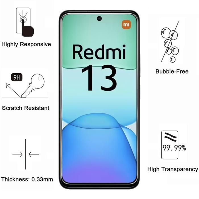 Coque pour Xiaomi Redmi 13 - Phonillico® - Souple - Transparent - 2 Verres Trempé - Résistant aux rayures