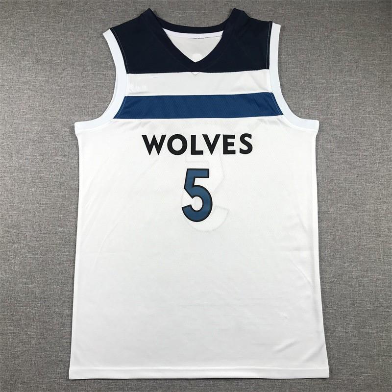 Mens Minnesota Timberwolves 5 Anthony Edwards Embroidered Basketball Jersey Cotton Blend Performance Sportswear