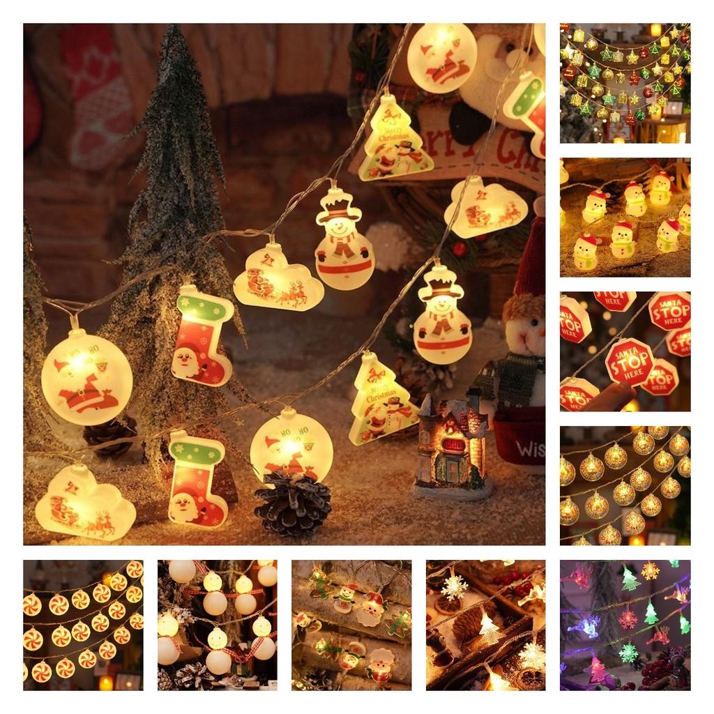 Colorful Led String Lights For Christmas Featuring Santa Snowman And Reindeer Designs