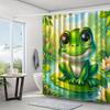 Cute Frog Shower Curtain Lily Pad Pond Art Green Nature Decor Kids Bathroom Waterproof Fabric Bath Curtain Set Home
