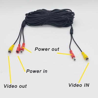 AV RCA Video Cable For Rear View Camera and Monitor DC Car Cigarette Lighter Video Extension Cable 2 In 1 RCA Video Power Cable