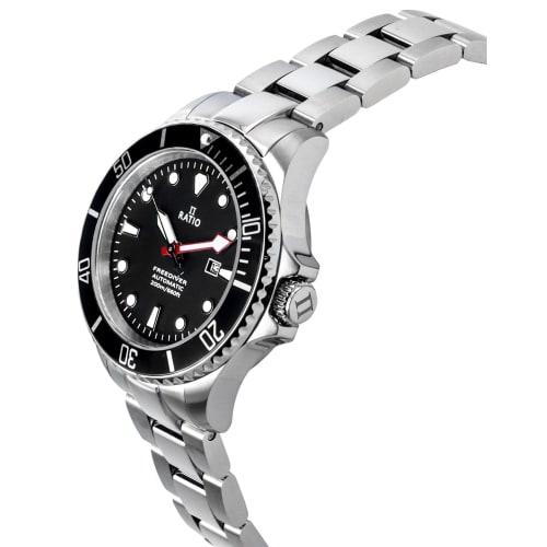 RATIO FreeDiver Sapphire Crystal Women's Dive Watch with Japanese Automatic Movement, 200m Water Resistance, Black/White.