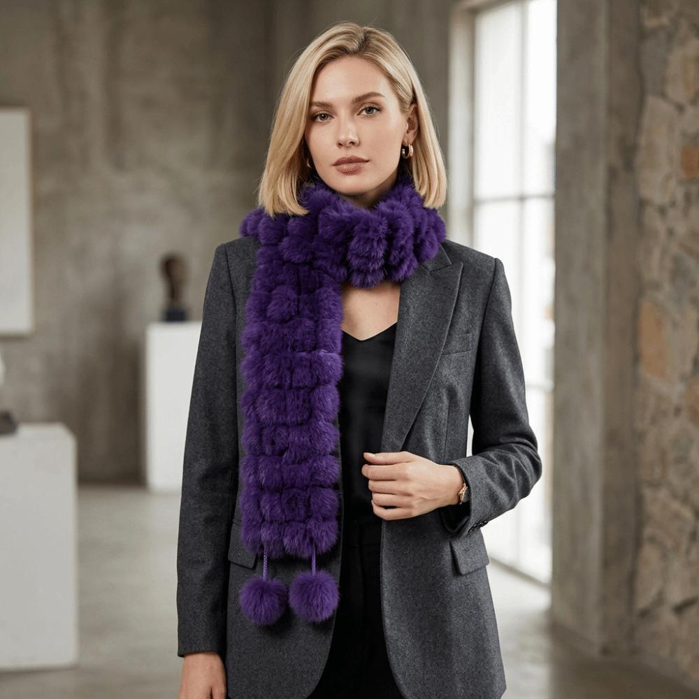 Double-Sided Fur Scarf Luxury Fur Winter Scarf Muffler Fashionable Long Scarves Outdoor Use