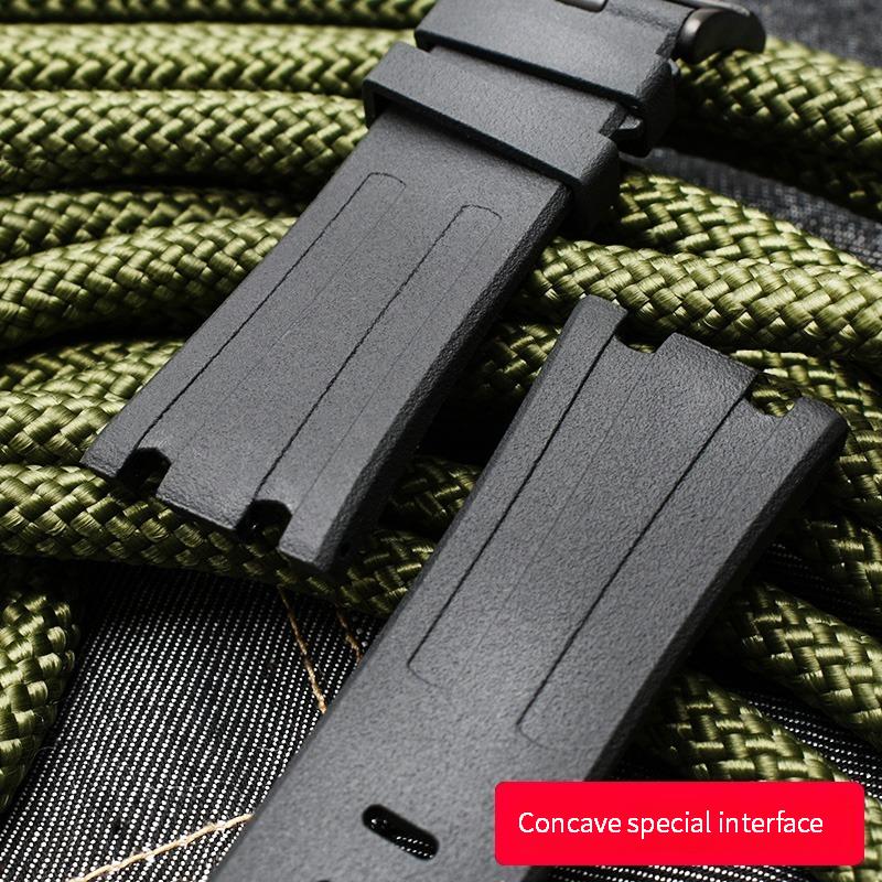 Klassisches schwarzes Uhrenarmband für Audemars und Piguet Royal Oak Strap FÜR AP 15710 26470 Gummi-Uhrenarmband Dornschließe Silikonband 28mm