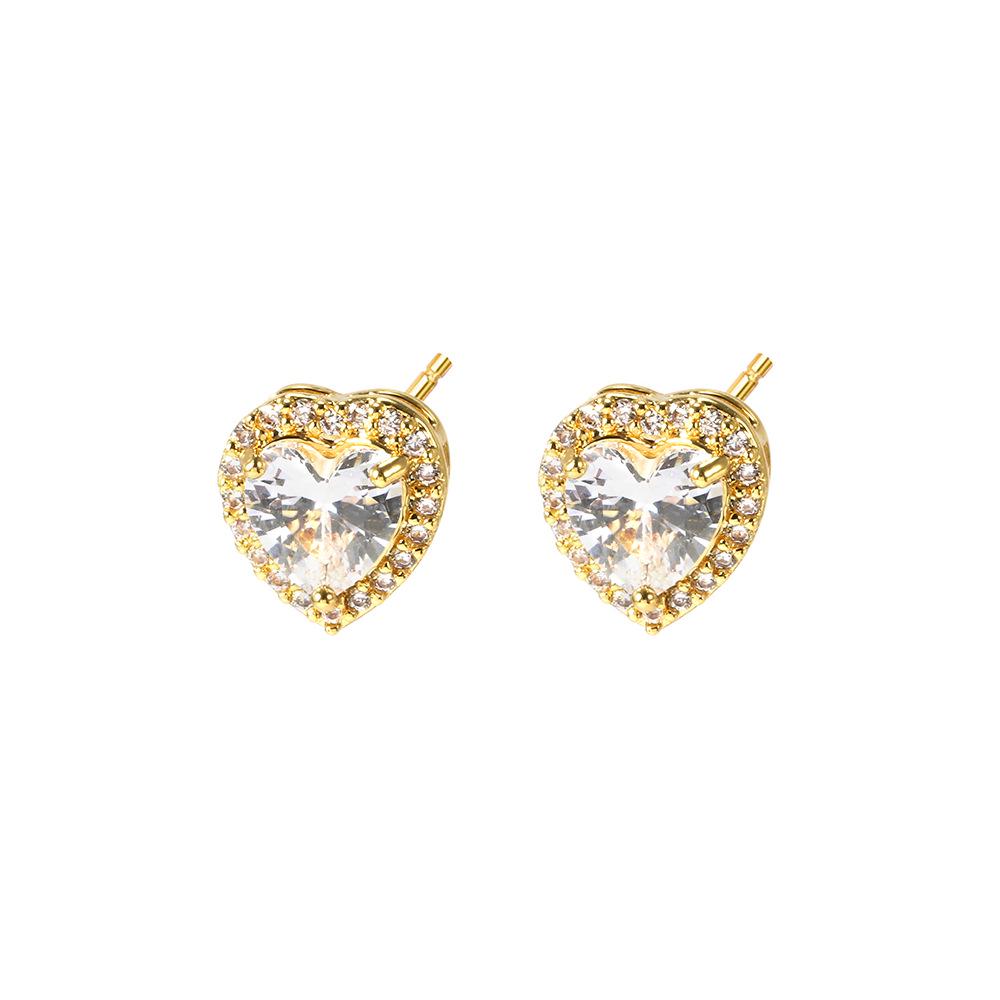 

Foxi Fashion Heart-Shaped Earrings: Small, Simple, Love-Inspired Design with Micro-Inlaid Zircon and 18K Plating. Perfect for Korean Style.