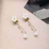 French High-End Camellia Fringed Stud Earrings Long High-End Flower Earrings Women'S Light Luxury Niche Earrings