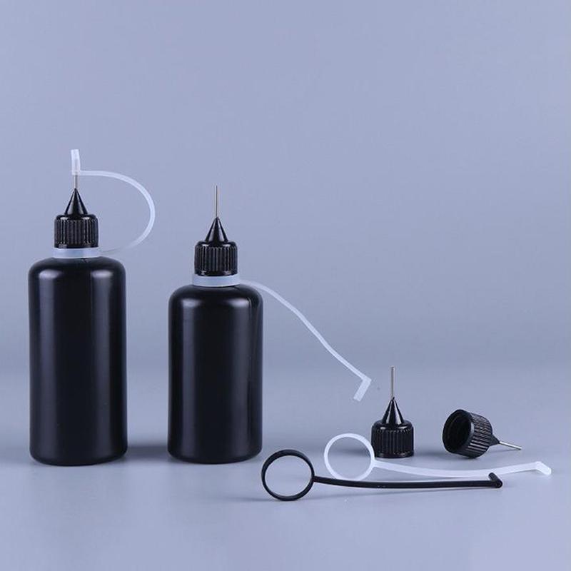 Diy Quilling Tool Empty Needle Tip Glue Bottle With Black Cap Liquid Dropper Containers With Silicone Rings For Crafting