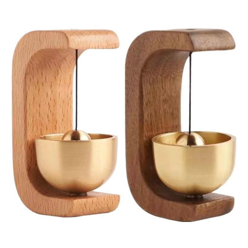 Wooden Doorbell Magnetic Wind-bell Cafe Entrance Reminder Walnut Door Bell Simple Wind Chime Home Office Door Wall Desk Decor