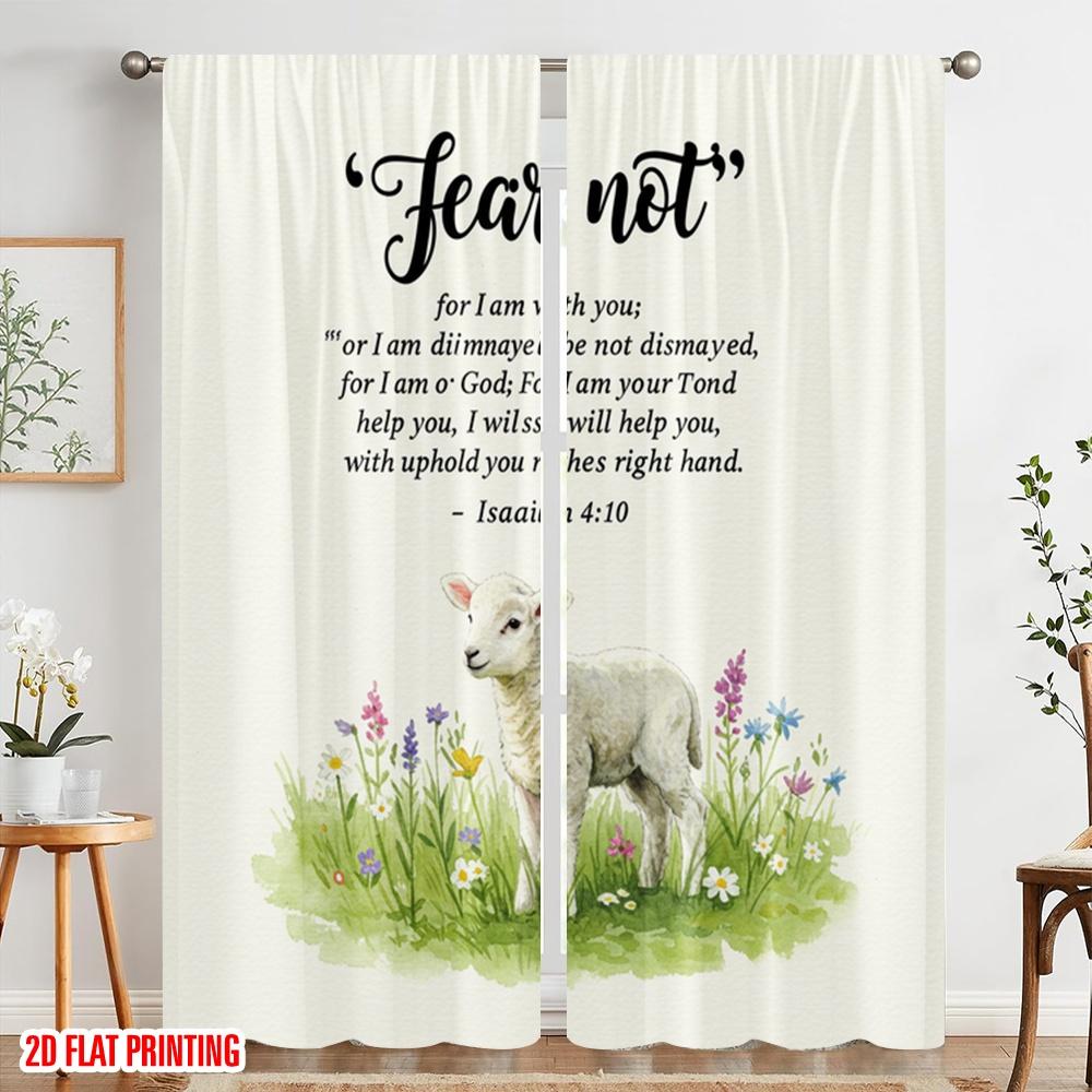 2pcs 2D Flat Printing Drapes Fear Not Lamb God Strength Fabric Without Electricity 0 for Wall Art Party Decoration