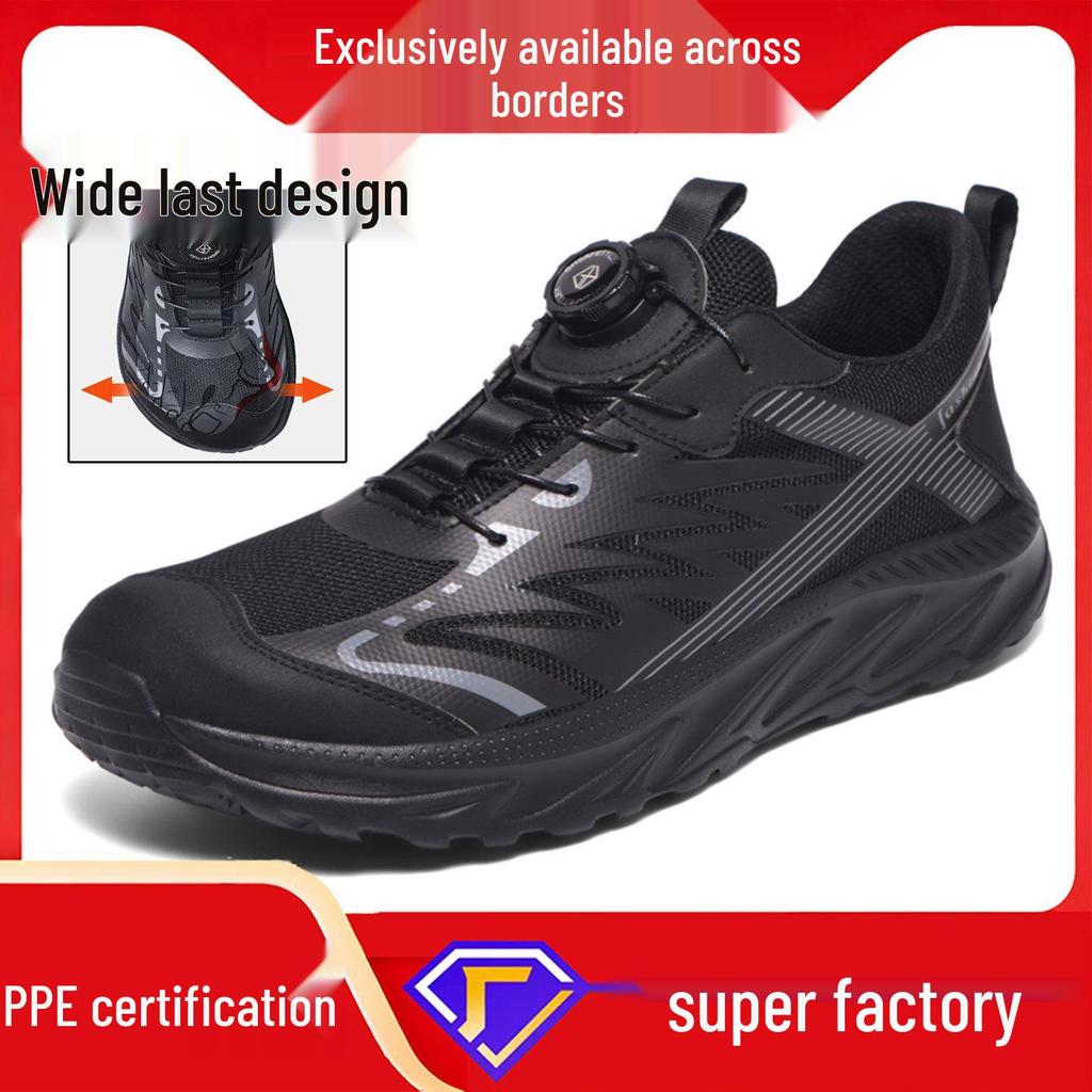 Men's 2026 Breathable Safety Work Shoes: Lightweight, Wide Toe, Anti-Smash & Puncture, Soft Sole for Summer Construction.